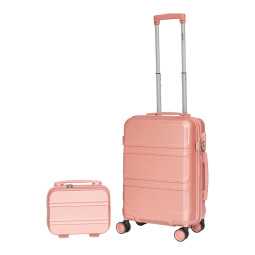 Svetle růžový příruční kufr...