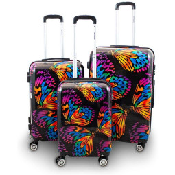 Sada černých kufrů s motýly