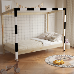 Černobílá dětská postel ve...