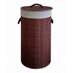 Hnědý kulatý bambusový koš...