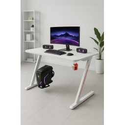 Bílý herní stůl s LED...