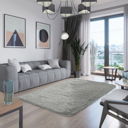 Plyšový koberec v šedé...