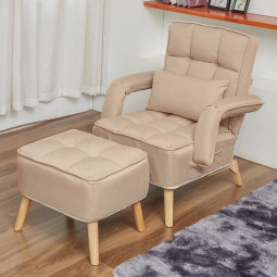 Béžové křeslo s taburetem...